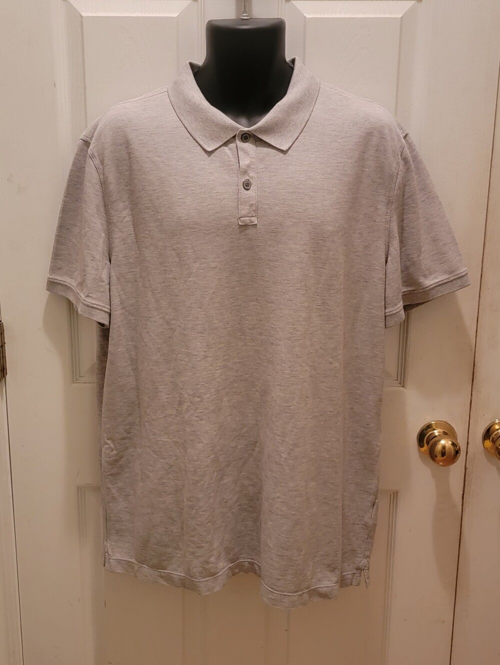 Banana Republic Mens Light Gray Core Temp Pique Short Sleeve Polo - Size XL
